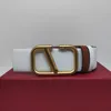 4cm Factory Luxury Brand Fashion Leather Belt cintura sela jóias roupas de jóias de ouro v letra lisa fivela lisa pacote de presentes de uso duplo use