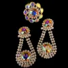 Hoop Huggie Stonefans INS Exaggerated Earrings Rings Sets for Women Luxury Colorful Crystal Bridal Jewelry Set Dubai Wedding 230620