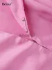 Koszule bluzki damskiej bclout vintage różowe koszule kwiatowe kobiety 2022 eleganckie koronki w dekolcie satynowe satynowe bluzki seksowne plisowane kwiaty impreza luźne bluzki topy J230621