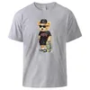 T-shirt da uomo Orso con skateboard T-shirt da uomo stampata T-shirt in cotone traspirante Casual Cool Novità Abbigliamento Basic Original Short