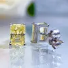 Stud Oevas 100% 925 Sterling Silver Sparkling 5*7mm Yellow Zircon High Carbon Diamond Stud Earrings for Women Party Fine Jewelry Gift 230620