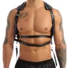 Cintos Preto Moda Masculino Acessórios Ajustáveis Corpo Ombro Peito Fivela de Cinto Couro PU Arnês Punk Gótico Metal O-Ring Haler