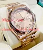 Top Quality 41mm Men's Sports Watch Data II 218235 18K Gold Rose Roman Dial Roman Asia 2813 Machinery Watches Automatic Box Papers