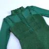 Sıradan elbiseler ocstrade varış örgü uzun kollu bandaj elbise 2023 yaz kadınlar yeşil bodycon Noel akşam parti