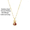 Collane con ciondolo Luxury Dazzle Color Zircon Crystal Lucky Purse Clavicola Chain For Women No Fade Gioielli in acciaio inossidabile Femminile