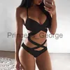 Maillots de bain grande taille pour femmes Sexy taille haute femmes soutien-gorge ensemble 2022 solide croix bandage licou maillot de bain nouveau maillots de bain femmes Bikini ensembles Push Up sous-vêtements costume x0621