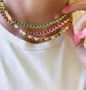 Chains Green White CZ Bezel Heart Shaped Tennis Chain Choker Necklace For Women Geometric Classic Luxury Jewelry