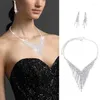 Necklace Earrings Set Women Girl Long Tassel Jewelry Lady Wedding Party Prom Accessory Nice Gift