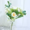 Flores secas, rosas blancas artificiales, ramo de peonías de alta calidad para Navidad, decoración de boda, artesanía DIY, seda falsa