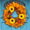 Decorative Flowers 2023 Holiday Autumn Flower Basket Simulation Thanksgiving Festival Wreath Pumpkin L5