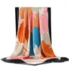Scarves 2023 Luxury Flower Dustproof Square Towel Female Colour Print Shawls Fashion 90X90CM Kerchief Autumn Sunscreen Silk