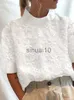 Kobiety damskie bluzki vintage topy mujer bluzka solidna letnia koszula haft kwiecisty patchwork elegancki tunik mody Białe bluzki Blusas J230621