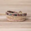 Bracelet Tourmaline mix pierre Bracelet en cuir mélange exquis pierres femmes 3 couches Wrap Bracelet Boho Bracelet bijoux goutte 230620