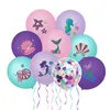 Engångstagning av containrar sjöjungfru tema Tabellerna Set Balloons Birthday Decoration Party Decor Underwater World Supplies 230620