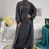 Vêtements ethniques Eid Ramadan Mubarak Kaftan Abaya Dubaï Kimono Turquie Musulman Ensemble Robe Intérieure Pour Femmes 3 Pièces Djellaba Femme Islam