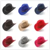 Cloches 3Size Women's Men's Wool Hollow Western Cowboy Hatt med Fashion Belt Gentleman Lady Jazz Cowgirl Toca Sombrero Cap 230620