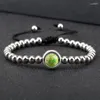 Strand Vintage Handmade Tibetan Silver Color Bracelet Bangle Man Natural Stone Bead Simple Women Friendship Jewelry Lucky Gift