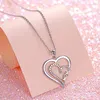 ペンダントネックレスHuitan Luxury Heart Necklace Women Silver Color Mom Love Trendy Jewelry Drop Shipへ