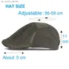 Letter Cotton Newsboy Caps Men Mesh Breathable Casual Fashion Beret Hat Golf Driving Cabbie Hat Flat Ivy Cap Spring Summer L230523