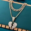 Pendant Necklaces Statement Heart Rhinestone Necklace for Women Punk Bling Miami Cuban Link Chain Gun Choker Men Hip Hop Jewelry 230613