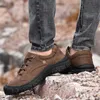 Vandringskor hög kvalitet vandringsskor för män grå äkta läder män utomhus sneakers skyddar tå bergsklättring skor vandring sneakerhkd230621