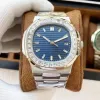 2023 New прибывает Top Nautilus Watch Men Automatic Man Watch 5711 Silver Band Red Diamonds Безузель из нержавеющей мужчины Mechanical Di Lusso. Дата 04-2 Дата 04-2