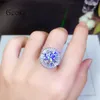 Cluster Rings Silver 925 Original Brilliant Cut 5 Diamond Test Past Shining D Color Moissanite Wedding Ring Women Round Gemstone Jewelry