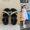 Принцесса Пирал Украшение летние ботинки детская сандалии песчаные пляжные туфли мода детей 21-36 L230518