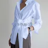 女性用ブラウスシャツ長袖女性シャツブラウスボタン白いブラウス女性のための女性のラックブラックルーズシャツ綿オフィスブラウス新しい18659 J230621