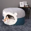 Chat Lits Chien Chiot Hiver Avec Coussin Pour Chaton Chenil À Moitié Fermé Cave Lit Fournitures Petit