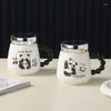 Canecas Bonito Alívio Panda Copo de Cerâmica Alto Nível de Aparência Caneca de Desenho Animado com Presente de Mão Café da Manhã Café da Manhã Copos de Leite