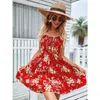 Robes décontractées été élégant femmes Boho robe sans manches taille haute Floral Vintage vêtements femme plage Style vacances robe d'été