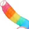 Olśniewające kolorowe luminowane realistyczne dildos czerwone zielone nocne światło światło płynna silikonowa zbroja pochwa g-punkt seks orgazm fałszywy penis kutas Lady lesbijka gejowskie zabawki seksualne