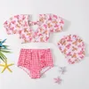 Shorts 2 stuk bikini kleine kleine bloem prinses badpak meisje kostuum pruik ketting kinderen feestjurk jurk kind strand vakantie jurk 230620