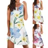 Casual Jurken Zonnejurk Voor Vrouwen Zomer Losse Jurk Mouwloze Bloemenprint Ronde Halter Vrouw