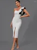 Casual Kleider Rüschen Party Kleid 2023 Frauen Grün Bodycon Elegante Sexy Midi Abend Club Hohe Qualität Sommer Geburtstag Outfit