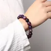 Charme Armbänder 10mm Natürliche Lila Achat Amethyst Armband Mode Perlen Elastische Armreifen Paar Hochzeit Geburtstag Party Schmuck Großhandel