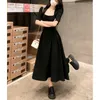 Casual Dresses French Square Neck Shirred Women Ankle Längd Summer Fashion Elegant Harajuku 2xl Overdized Long Kirt Party Black Green