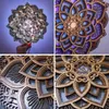 Objetos decorativos Estatuetas Mandala Sala de Yoga Luz Noturna LED Esculpida Ambiente Madeira Pvc Candeeiro de Suspensão de Parede Lamapara Casa Decoração de Quarto 230620