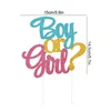 New Glitter Boy or Girl Cake Toppers Gender Reveal Party Cake Decorations Pink Blue He or She Supplies Birthday Party Cake Flags