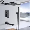 Bathroom Shower Heads Shinesia Faucet Set Rainfall 8 10 12 16 Concealed System Wall Mounted Tap with Handshower 230620