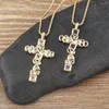 Chaînes AIBEF Croix Simple Géométrique Strass Pendentif Cuivre CZ Exquis Collier Accessoires Cadeau Quotidien Porter Prier Bijoux Religieux