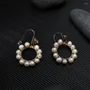 Brincos pendentes Big Hoop Arrival Women Office Lady Elegant Brinco All-Match Natural Fresh Water Pearl Fashion Dangler Hooks