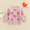 Coat Citgeett Autumn Toddler Infant Baby Girls Boys Cardigan Jackets Hjärttryck Lång ärmknapp Stängning Stickad tröja Toppar 230620