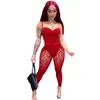 Vrouwen Tweedelige Broek Dames Sexy Tweedelige 2023 Zomer Mode Halter Bustier Jumpsuit Doorzichtige Kant Potlood sport Pak