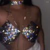 Klub kobiet w Klub Balette Bralete na plaży Hanter Gold cekinowy czołg Camisole Sexy Rhinestone frędzle kamizelka 2023