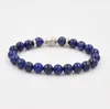 Bracelets porte-bonheur BPPCCR Lapis Lazuli pierre 8mm tête de bouddha métal perlé Chakra Bracelet perles de prière bijoux hommes femmes Pulsera