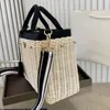 Sacola Tote designer de moda Grande marca triângulo bolsa feminina de luxo Rattan bolsa de praia tecida à mão Bolsa feminina de grande capacidade em estoque