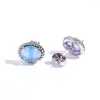 Studörhängen söta kvinnliga vit blå opal sten silver färg bröllop vintage brud liten för kvinnor
