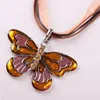 Pendant Necklaces Retro Drip Oil Ribbon Colorful Butterfly Necklace Women Ethnic Style Alloy Collar Chain Goth Girls Jewelry Accessories